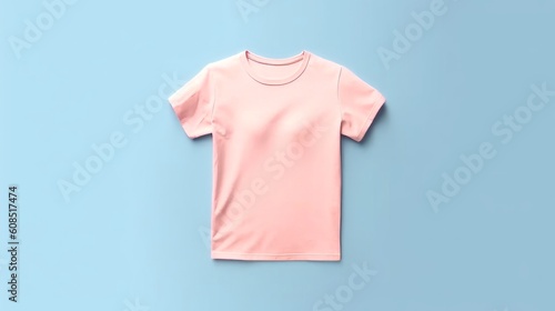 A Pink T-Shirt on a Blue Background. Generative ai