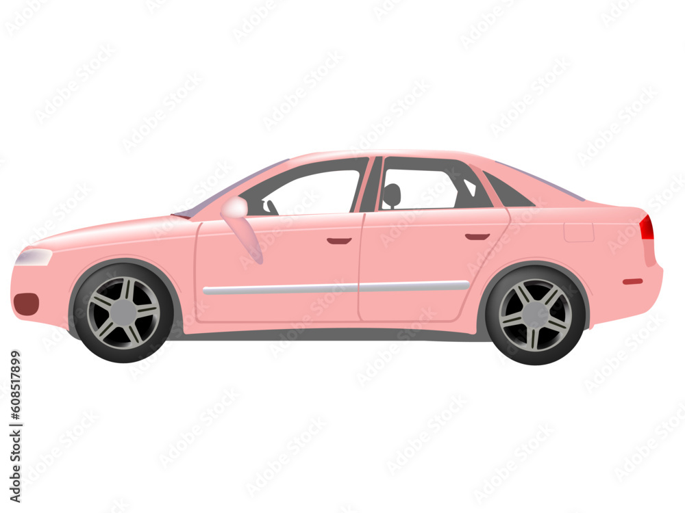 pink auto against white background, abstract vector art illustration