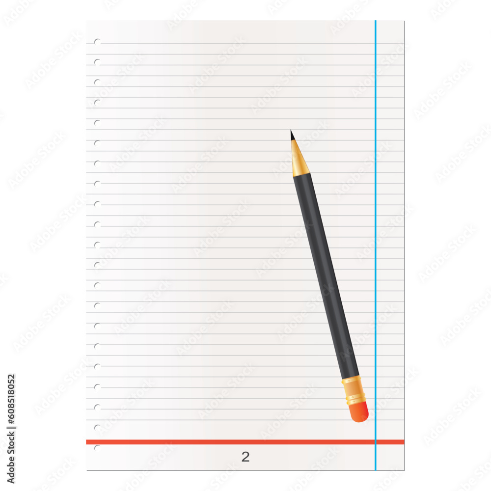 sheet of paper with pencil on white background sheet of paper with pencil on white background