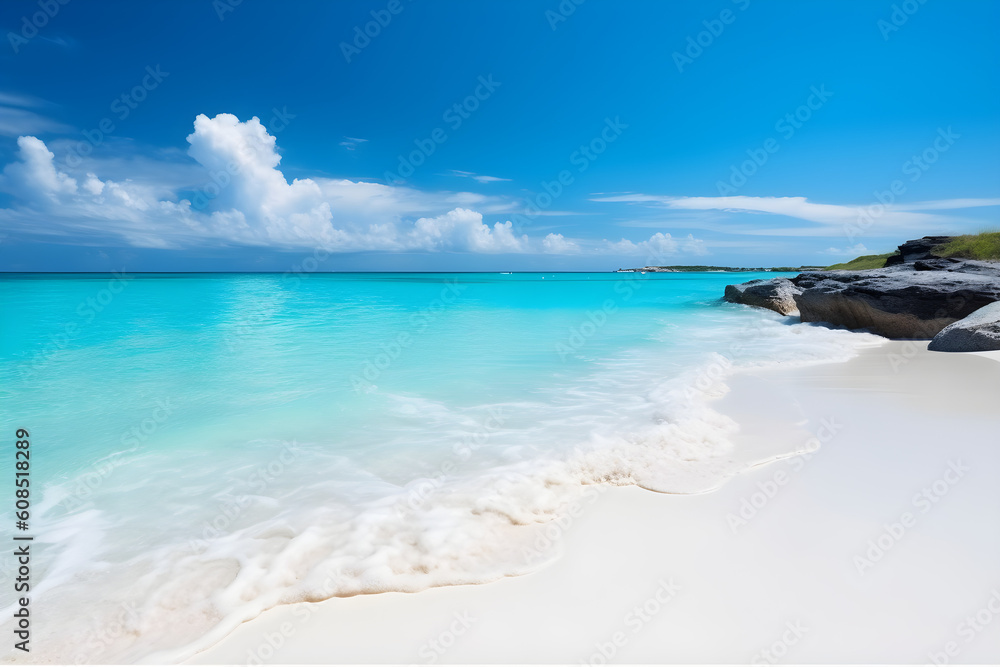Beautiful beach with white sand and turquoise blue water