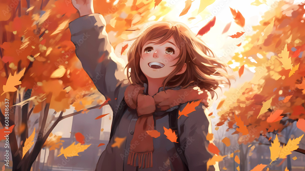 hand drawn beautiful cartoon illustration of girl in autumn
hand drawn beautiful cartoon illustration of girl in autumn