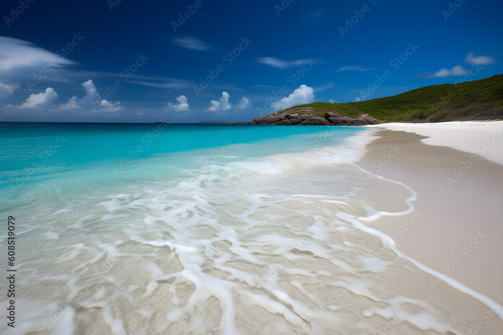 Beautiful beach with white sand and turquoise blue water