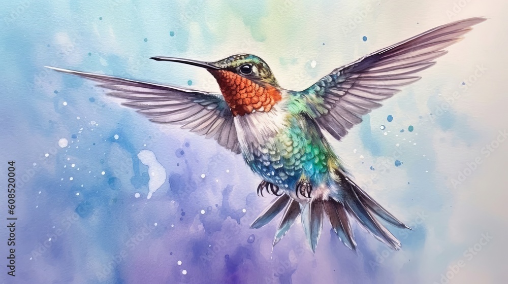 Obraz premium A vibrant hummingbird in flight. Generative ai