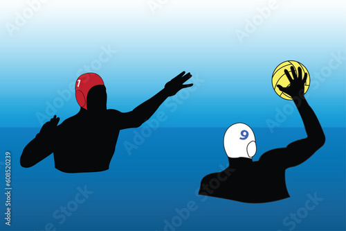 Waterpolo action - vector illustration