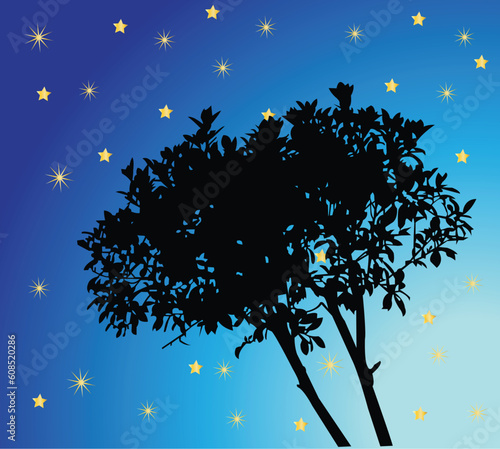 illustration of Tree with background - vector
