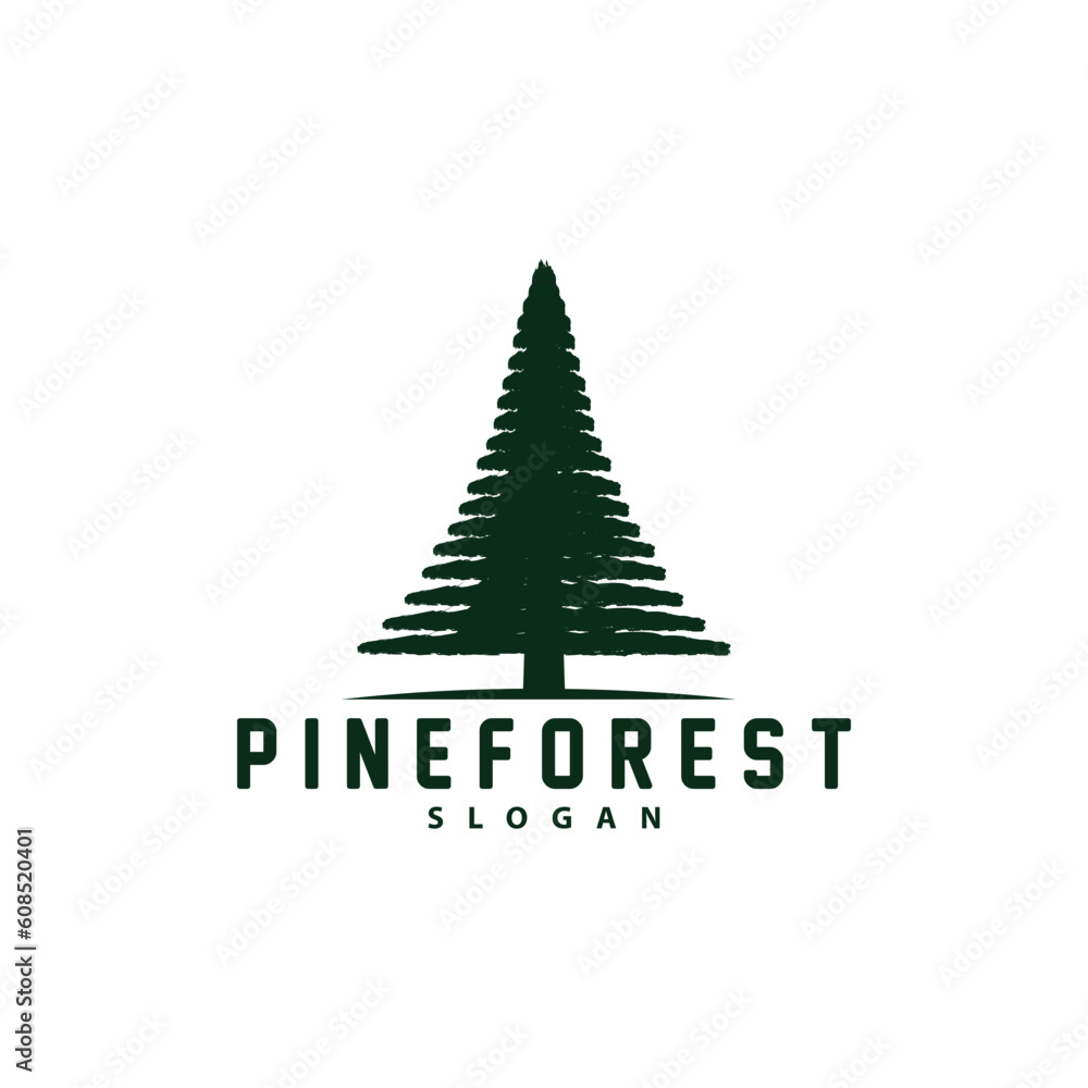 Pine Tree Logo, Luxurious Elegant Simple Design, Fir Tree Vector Abstract, Forest Icon Illustration Pine Product Brand