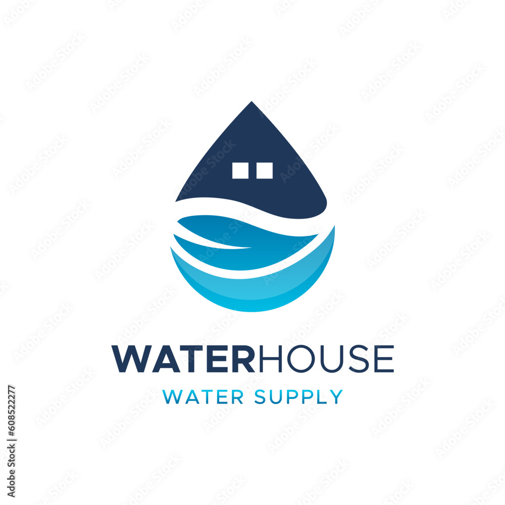 Modern logo combination of house, leaves and water. It is suitable for use in fresh water supply companies. Modern logo combination of house, leaves and water. It is suitable for use in fresh water supply companies.