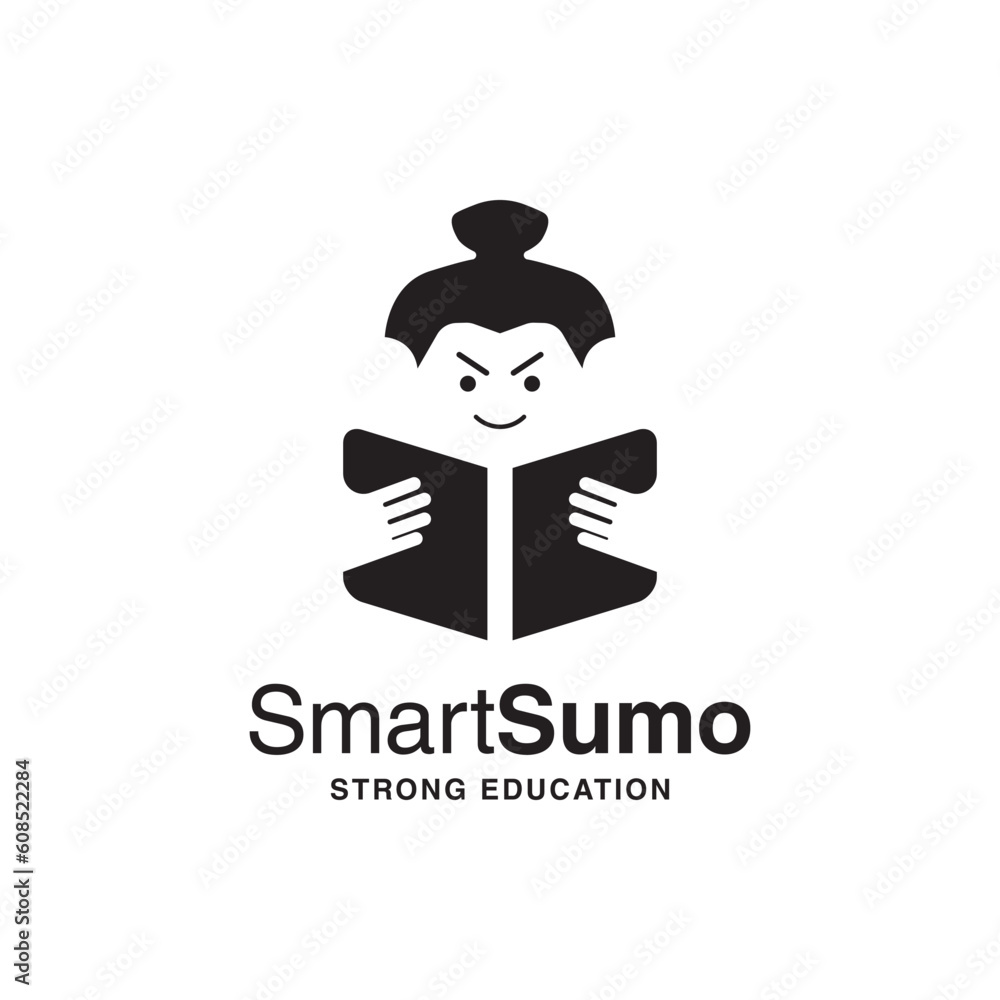 Fototapeta premium The logo illustrates a sumo man reading. It is suitable for use as educational logos.