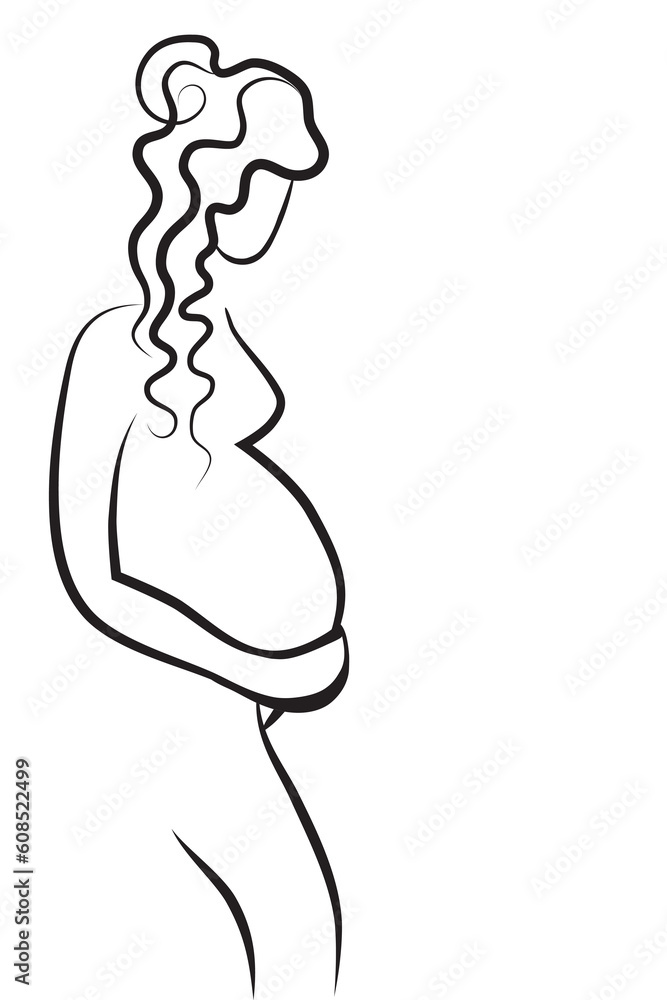 Pregnant woman vector. Line drawing. Sketch silhouette. Pregnant woman vector. Line drawing. Sketch silhouette.