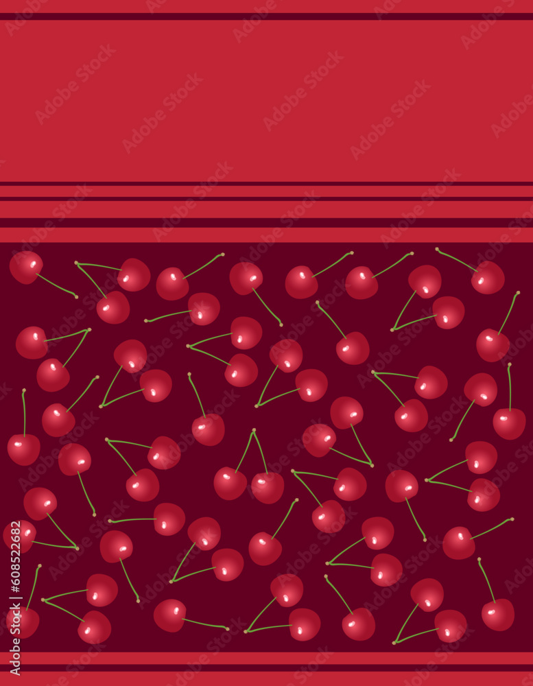 Restaurant menu on red background cherry Restaurant menu on red background cherry