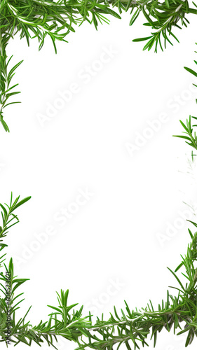 fragrant rosemary sprigs as a frame border  isolated with negative space for layouts