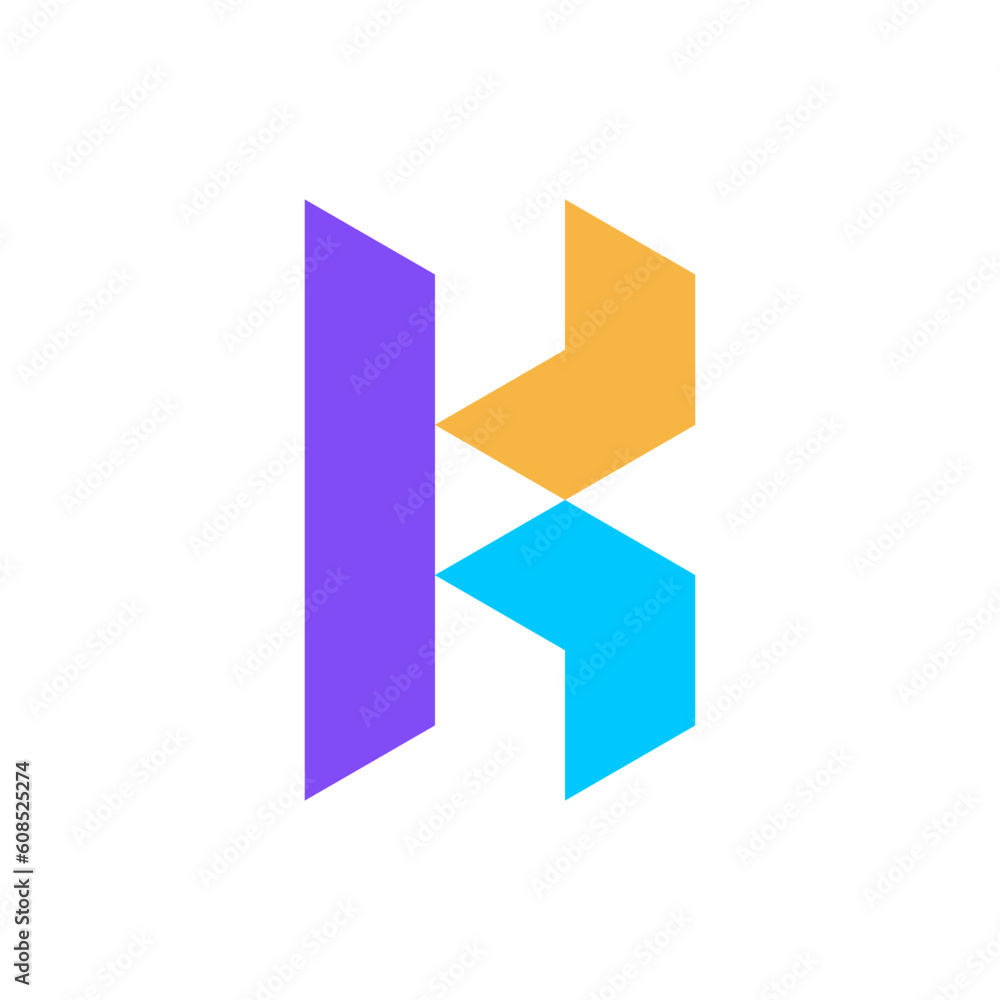 Letter K arrow modern colorful logo design Letter K arrow modern colorful logo design