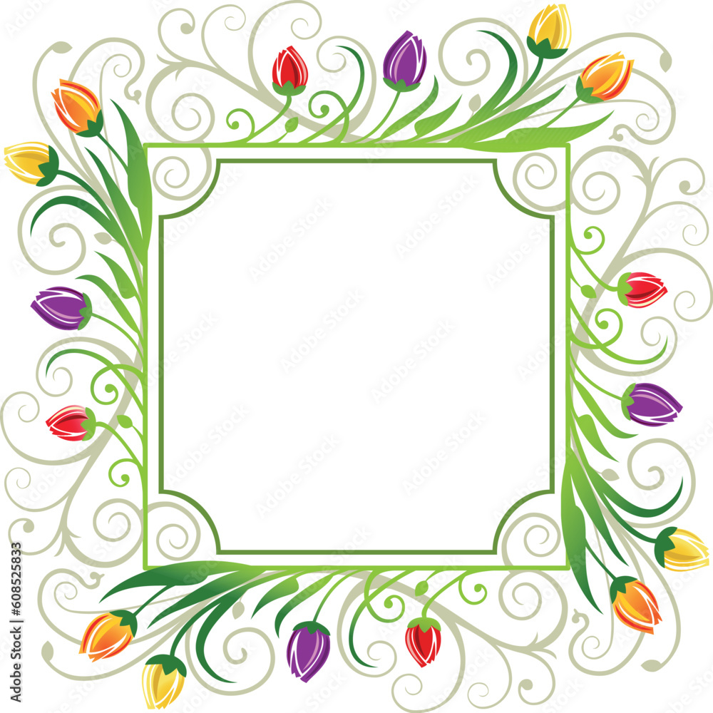 Colorful tulips spring frame on white, full scalable vector graphic with space for your text Colorful tulips spring frame on white, full scalable vector graphic with space for your text