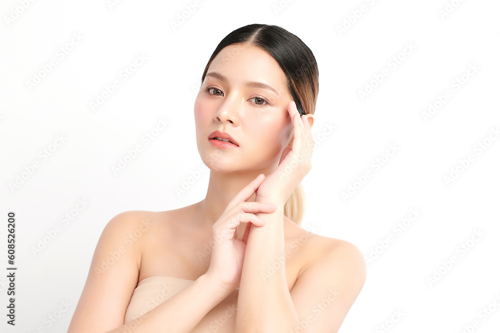 Beautiful young asian woman with clean fresh skin on white background, Face care, Facial treatment, Cosmetology, beauty and spa, Asian women portrait. Beautiful young asian woman with clean fresh skin on white background, Face care, Facial treatment, Cosmetology, beauty and spa, Asian women portrait.