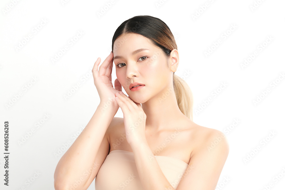 Beautiful young asian woman with clean fresh skin on white background, Face care, Facial treatment, Cosmetology, beauty and spa, Asian women portrait. Beautiful young asian woman with clean fresh skin on white background, Face care, Facial treatment, Cosmetology, beauty and spa, Asian women portrait.