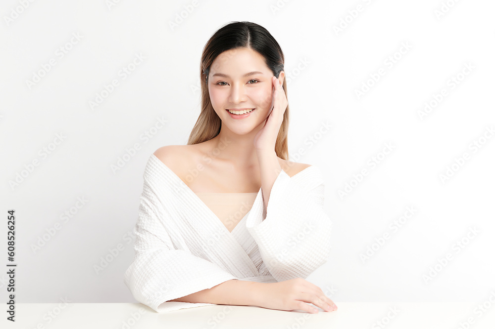 Beautiful young asian woman with clean fresh skin on white background, Face care, Facial treatment, Cosmetology, beauty and spa, Asian women portrait. Beautiful young asian woman with clean fresh skin on white background, Face care, Facial treatment, Cosmetology, beauty and spa, Asian women portrait.