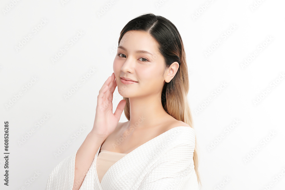 Beautiful young asian woman with clean fresh skin on white background, Face care, Facial treatment, Cosmetology, beauty and spa, Asian women portrait. Beautiful young asian woman with clean fresh skin on white background, Face care, Facial treatment, Cosmetology, beauty and spa, Asian women portrait.