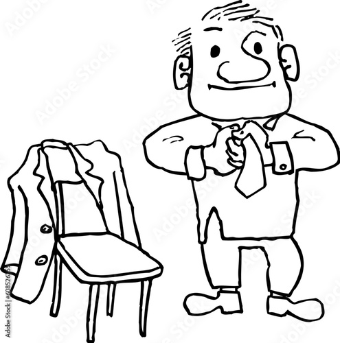 Man dressing himself