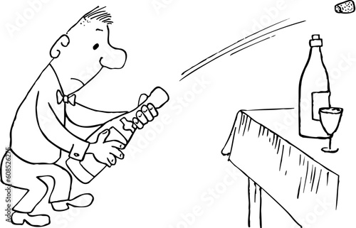 Waiter opening champagne