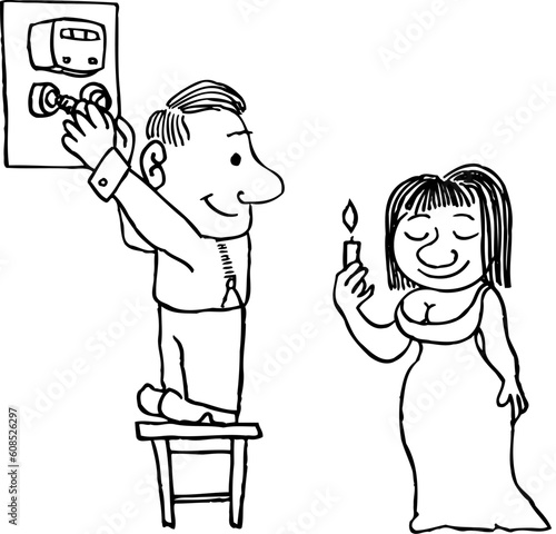 Man preparing electricity at home
