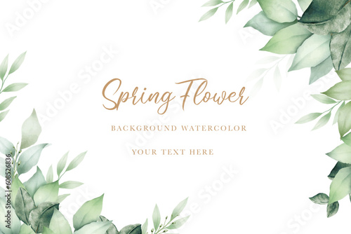 background green leaves watercolor