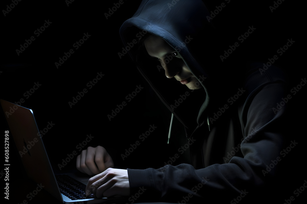 person working on laptop in the dark person working on laptop in the dark