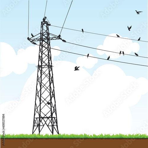vector illustration of a transmission tower