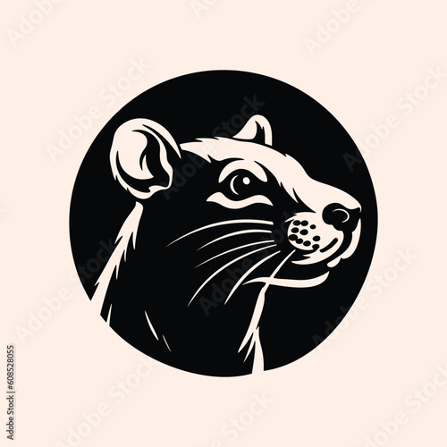 mouse rat head silhouette vector logo