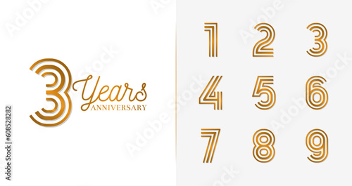 Luxury anniversary logo collections. Birthday symbol for happy celebrations with line and premium concept