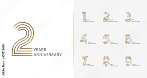 Elegant anniversary logo collections. Birthday symbol for happy celebrations with line and luxury concept photo