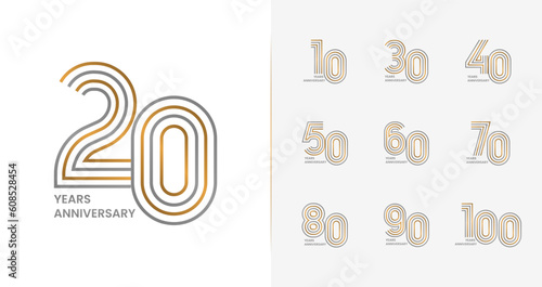 Elegant anniversary logo collections. Birthday symbol for happy celebrations with line and luxury concept
