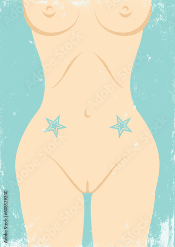 Illustration of a naked female body