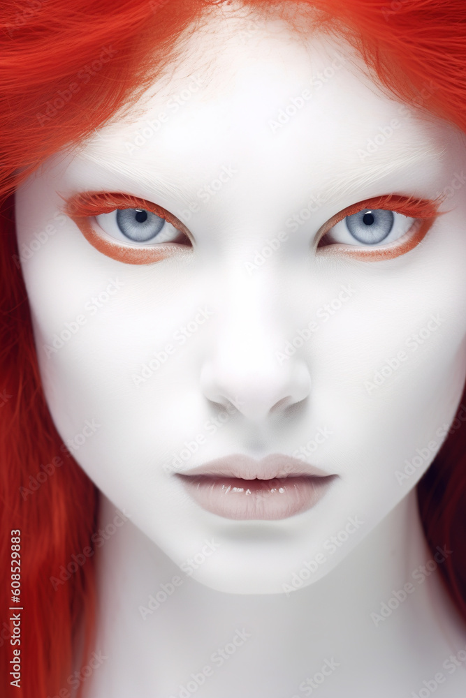 Pale redhead woman closeup portrait, Generative AI Pale redhead woman closeup portrait, Generative AI