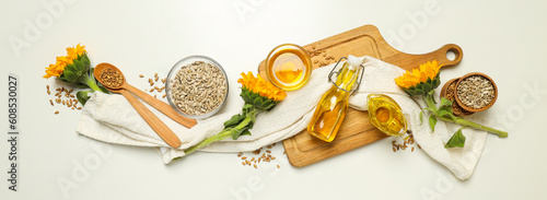 Obraz na płótnie Concept of ingredients for cooking - Sunflower oil