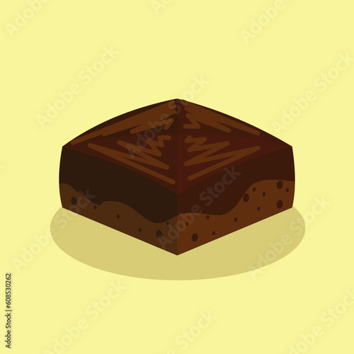 Brownie chocolate topping, cartoon brownie vector