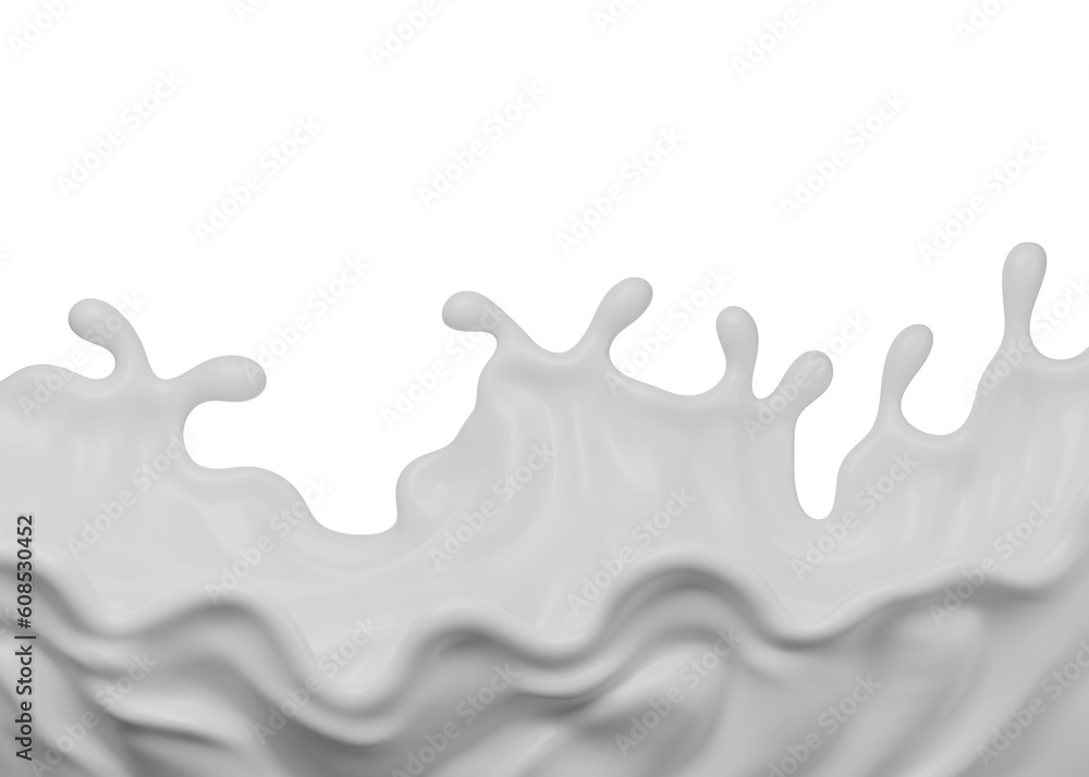 Milk splash with clipping path, 3D Rendering, 3D illustration