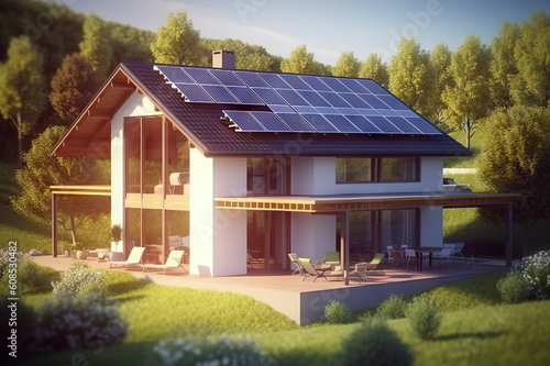 Harnessing the Sun's Power Eco-Friendly Solar-Powered Homes for Sustainable Living. created with Generative AI