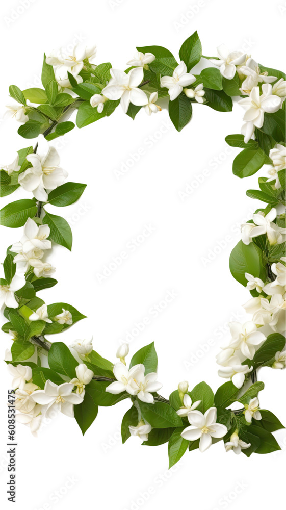 Obraz premium fragrant jasmine blossoms as a frame border, isolated with negative space for layouts