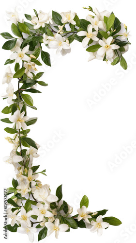 fragrant jasmine blossoms as a frame border, isolated with negative space for layouts