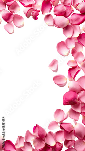 fragrant rose petals as a frame border, isolated with negative space for layouts