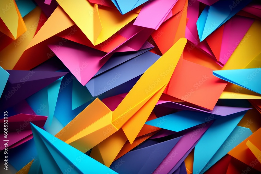 Vibrant Origami Paper: A Captivating Abstract Wallpaper, Generative AI. Vibrant Origami Paper: A Captivating Abstract Wallpaper, Generative AI.