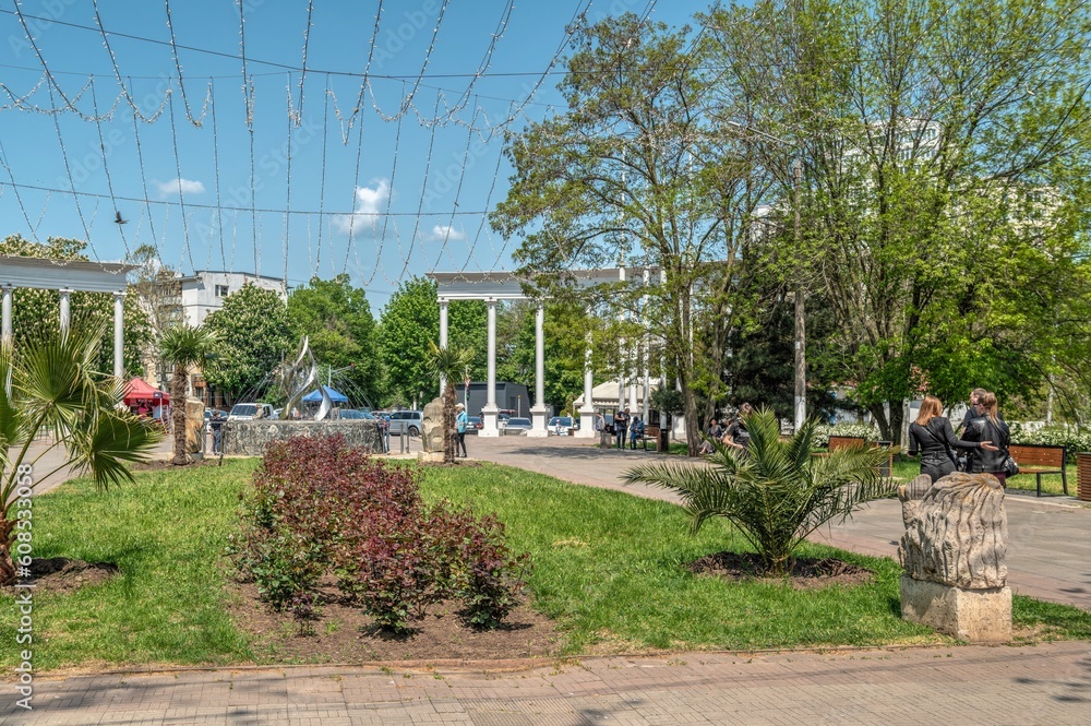 Fototapeta premium Seaside or Primorsky park in Chernomorsk, Ukraine