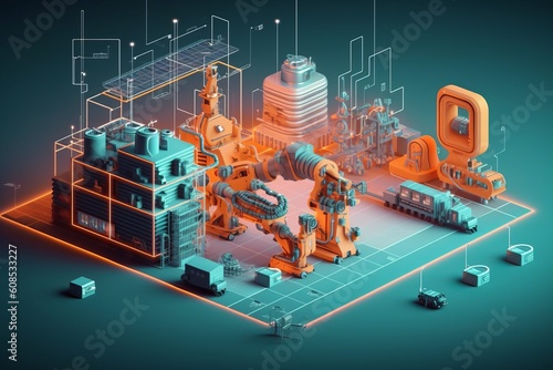 Contemporary Factory Concept of Industry 4.0, Generative AI.