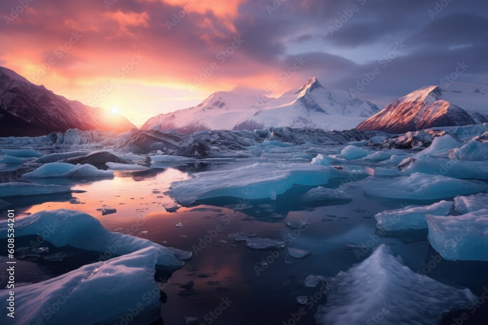 Glacier Landscape a Nature's Frozen Beauty