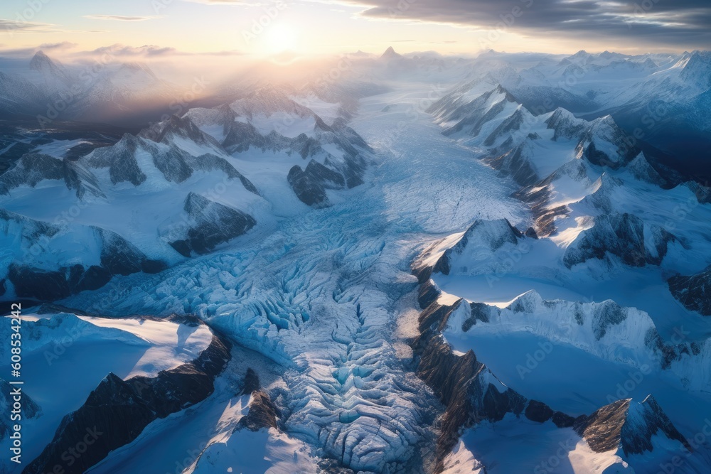 Aerial Perspective of Glacier Landscape