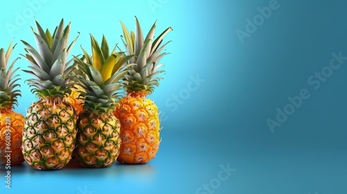 A group of ripe pineapples arranged in a pattern. Generative ai