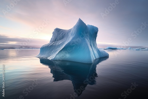 Melting Iceberg Floating in the Ocean