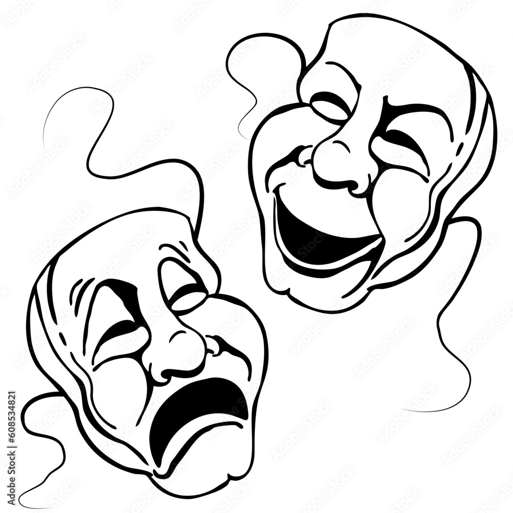 An image of a Roman theater mask set. An image of a Roman theater mask set.