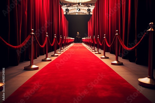 Scarlet Pathway: A Glamorous Entrance, Generative AI. photo