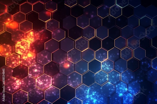 Abstract background with hexagon network technology. Generative AI